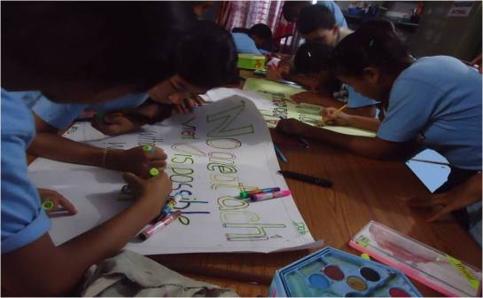 Butwal Access Students are preparing art work to celebrate Labor Day.