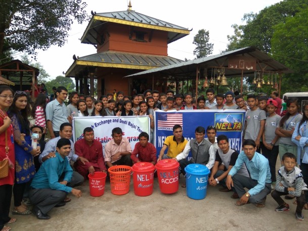 surkhet-access-center-handing-over-dust-bins-to-deuti-bajai-temple-as-part-of-cleaning-campaign